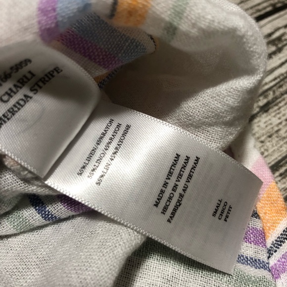 Rails Striped Linen Rayon Button Up Shirt Women’s S White Lightweight Casual - Picture 7 of 9